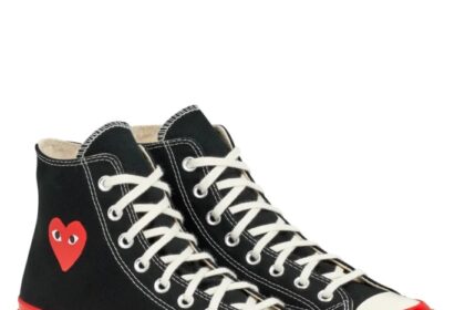 CDG CONVERSE RED SOLE HIGH TOP BLACK1