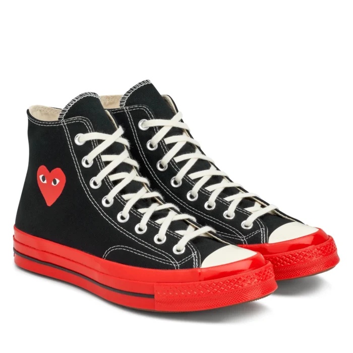 CDG CONVERSE RED SOLE HIGH TOP BLACK1